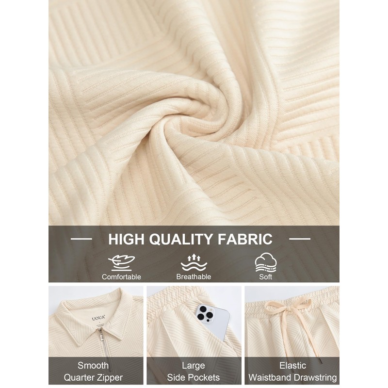 UOUA Mens Sweat Suits Set Tracksuit 2 Piece Outfits Short