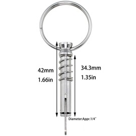 Bxian 2PCS Silver Marine Grade 316 Stainless Steel Quick Release Pin 1/4 Inch Diameter with Drop Cam and Spring Marine Hardware Total Length 1.66 Inch Automatic Locking Pin