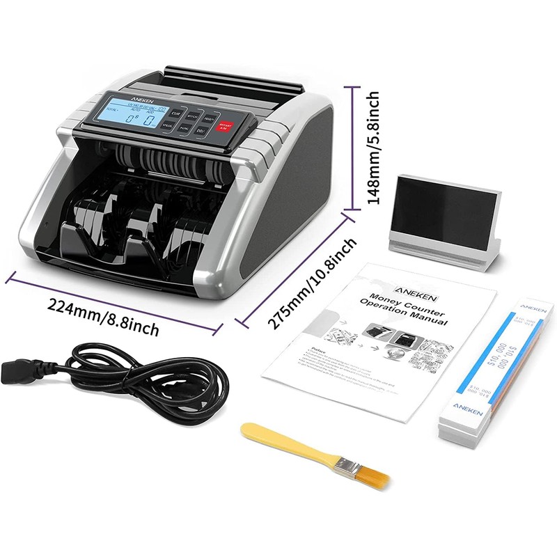 Aneken Money Counter Machine with Value Count, Dollar, Euro UV/MG/IR/DD/DBL/HLF/CHN