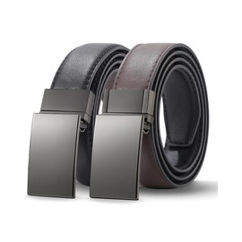 Kajeer Reversible Kids Belts for Boys,Durable PU Metal Buckle Leather Belt Black Coffee Color Toddler Belt Youth Belt for School Uniform Casual Wear(Gunmetal,Fit Waist: 29"-34")