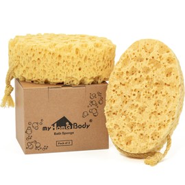 myHomeBody Premium Bath Sponge, Foam Loofah Sponge, Body Sponge for Shower – Large Size, Lots of Lather, Oval, 2 Pack