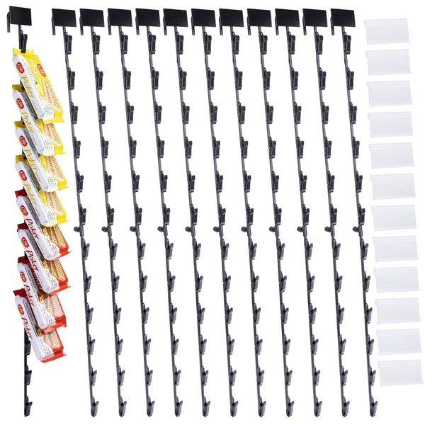 Oleitodh 12Pcs Merchandising Hanging Strips with Hooks, 31 Inch Chip