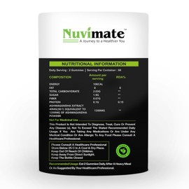 Nuvimate Ashwagandha Gummies Pure & Natural Root Extract Ayurvedic Supplement Gummy for Men & Women Focus Mood Support Calm Increase Energy Strength 1200mg for Superior Absorption - 60 Count