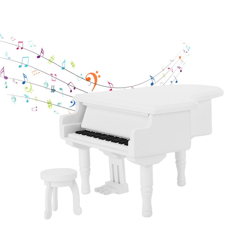 Wood Piano Model Music Box Jewelry Storage Musical Boxes with