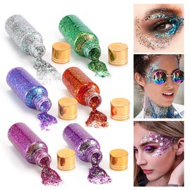 GL-Turelifes Mermaid Chunky Glitter Gel Chameleon Glitter Body Gel Festival Glitter Cosmetics for Face Body Hair Nails Makeup Scale Polarised Sequins Glitter Eyeshadow 30 ml