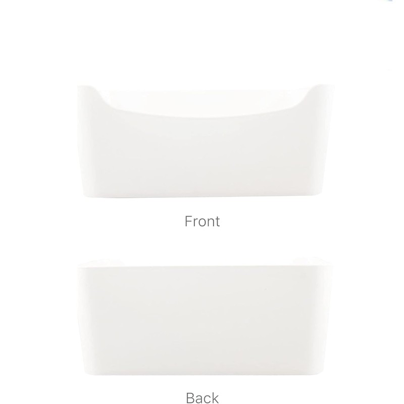 Small- 8 Pack White Plastic Storage Bins for Shelves, Closet