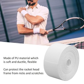 MUNEFE Tennis Racket Protective Tape, Racket Edge Protection Tape, Racket Head Protection Frame Replacement for Sports Equipment (White)