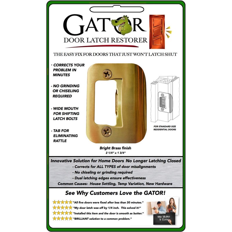 GATOR Door Latch Restorer - Strike Plate (Bright Brass)