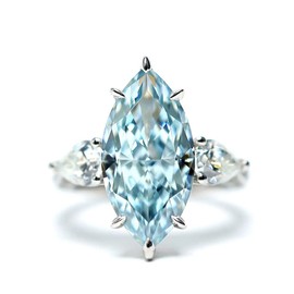 Psiroy 925 Sterling Silver Plated Marquise Cut Simulated Blue Topaz Engagement Rings for Women Size 8