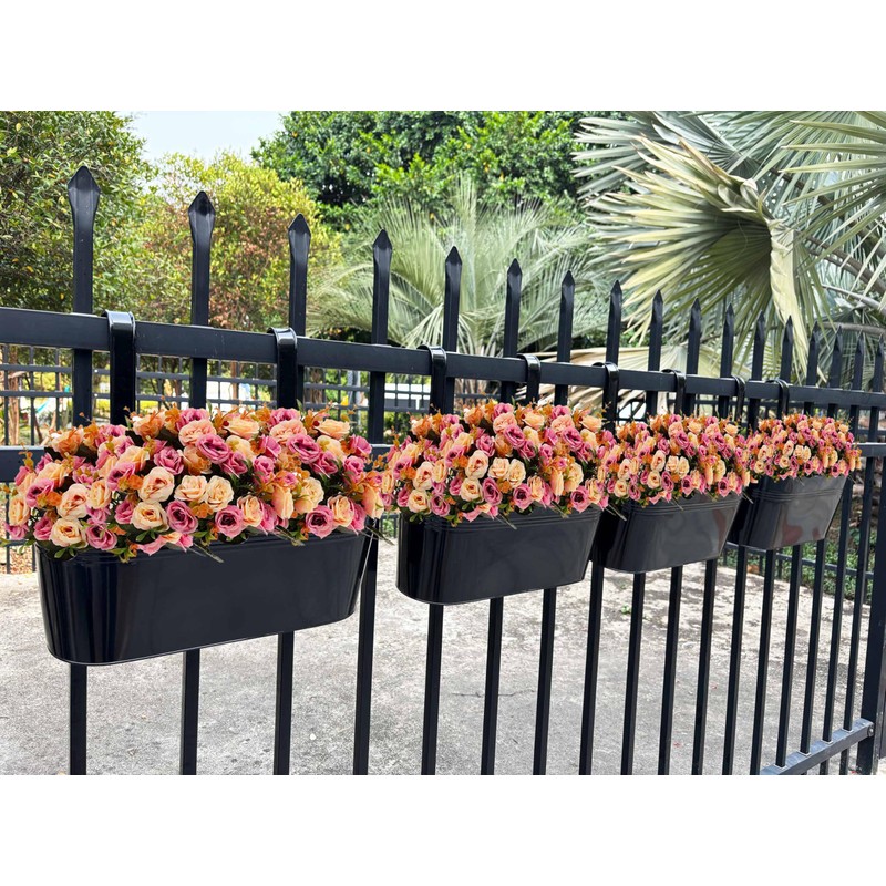 Joyfernal Hanging Planters for Outdoor Plants, 17" Railing Planter Pots,