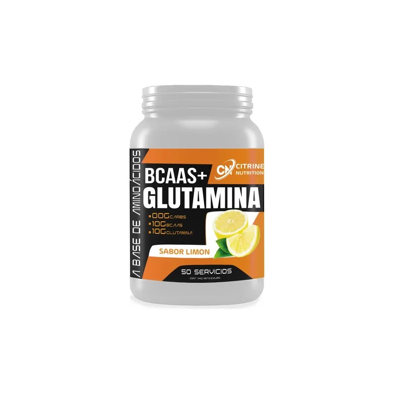Suplemento Bcaas Glutamina 1kg Citrine Nutrition 50servis