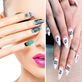 10 Sheets Letter Nail Stickers Alphabet Nail Art Stickers Letter Nail Art Stickers Old English Alphabet Nail Decals for Home DIY Nail Decoration, 5 Colors