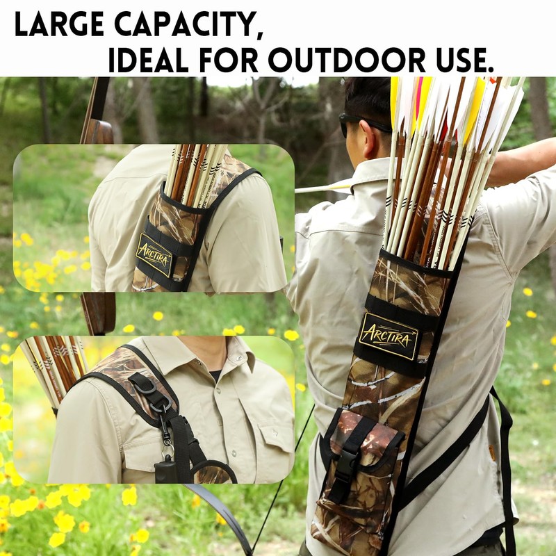 ARCTIRA Archery Back Quiver Arrow Holder with Puller Lightweight Adjustable