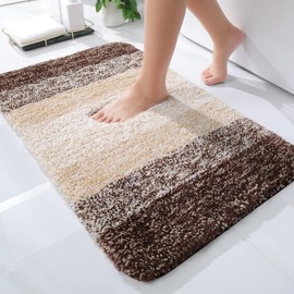 BIMOZY Tapete para Baño Alfombra Antideslizante,Tapete para Piso Lavable a Máquina con Microfibras Suaves Absorbentes de Agua,Baño de Felpa Gruesa,Superabsorbente, Adecuada para Baño, Cocina, Salón