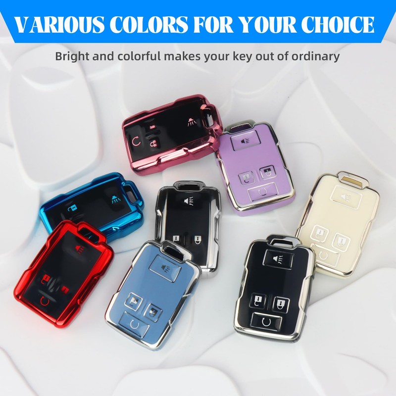QBUC for Chevy Key Fob Cover with Keychain Soft TPU