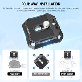Neewer 38mm Square Quick Release Plate 2 Pack, Anti Off Arca Type QR Camera Mount Plate Compatible with Peak Design Capture V3 Camera Clip Shoulder Strap Tripod Head, 17.6lb/8kg Max Load, QPR-5