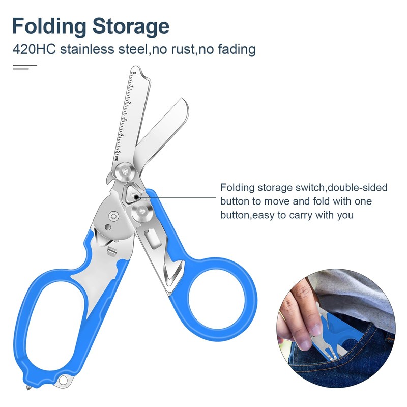 Awaiymi 6 In1 Multifunction Emergency Response Shears, Stainless Steel Foldable