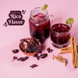 RICO RICO Dried Hibiscus Flowers - 100% Natural Hibiscus for Tea, Agua de Jamaica, Rich Cranberry-Like Flavor, Resealable Bag (8 Ounce (Pack of 1))
