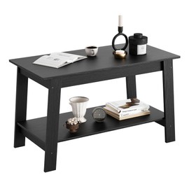 31.5 Inch Coffee Table with 2-Tier Storage, Modern Industrial Rectangular Living Room Table, Compact MDF & Particle Board Build, Durable & Easy Assembly, Ideal for Apartments & Offices, Black