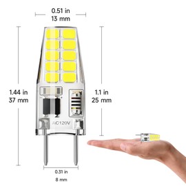 SHINESTAR 6-Pack G8 Led Bulb Dimmable, 120V T4 Bulb 20w, Warm White 3000K, Under Cabinet Light Bulb