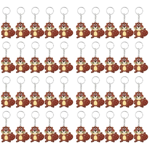 Elecrainbow 40 Pack Beaver Keyring Pack Party Favor for Safari