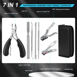 Nagelzangen für Fußnägel Profi Set, 7-in-1 Fussnagel Pflege Set, Nagelzange Nagelknipser für Dicke & Eingewachsene Fußnägel, Nagelknipser Eckenheber Fußpflege für Senioren Herren Männer
