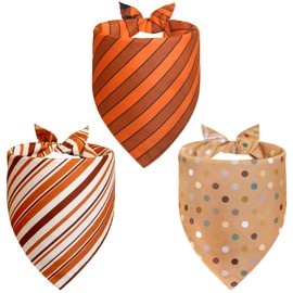 Agroon Fall Dog Bandanas Small 3PCS, 6 Pattern Thanksgiving Scarf for Boy and Girl, Plaid and Stripe Triangle Reversible Bibs Breed for Puppy Pets