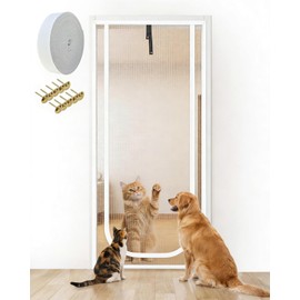 Maraiss Double-Sided Zip Cat Screen Door - Heavy-Duty Cat Door Screen Fits 90cm x 200cm Frames Fly Nets For Doors Screen Door for Dogs, Cats & Mosquitoes in Kitchen, Corridor
