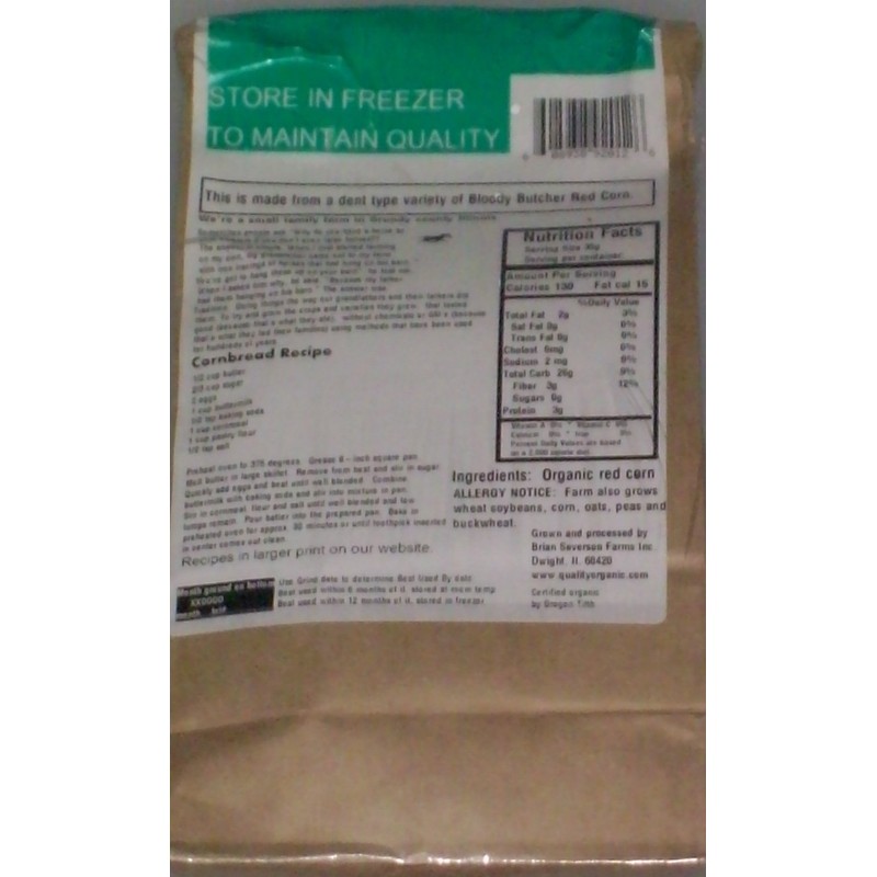 Organic Bloody Butcher (Red) Cornmeal, Fresh Stone Ground, Farmer Direct,