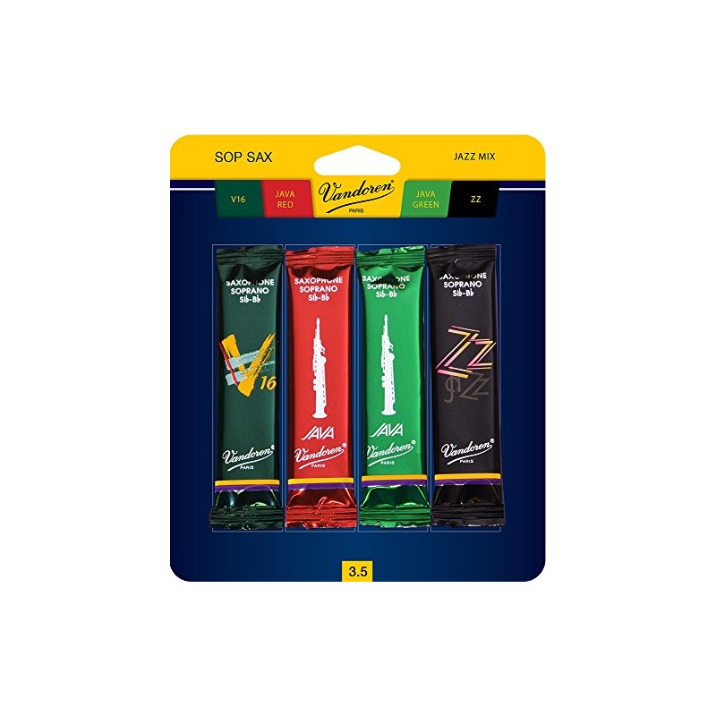 Vandoren SRMIXS35 Soprano Sax Jazz Reed Mix Card includes 1