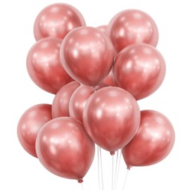 Metallic Rose Gold Balloons 50 PCS 12 inch Chrome Rose Gold Party Balloons Pack Strong Thicken Latex Balloons for Birthday Party Weddings Graduation New Year Events Decorations Accessories
