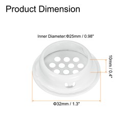 sourcing map 24Pcs Air Vents Circular Flat Soffit Vent 25mm/1" Stainless Steel Round Vent Mesh Hole Louver for Bathroom Home, Office, Kitchen, Cabinet, Wardrobe, White