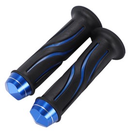 nakira Motorcycle Grip Moped Handle 0.9 inches (22.2 mm) Left and Right Set Rubber H Type (Blue)
