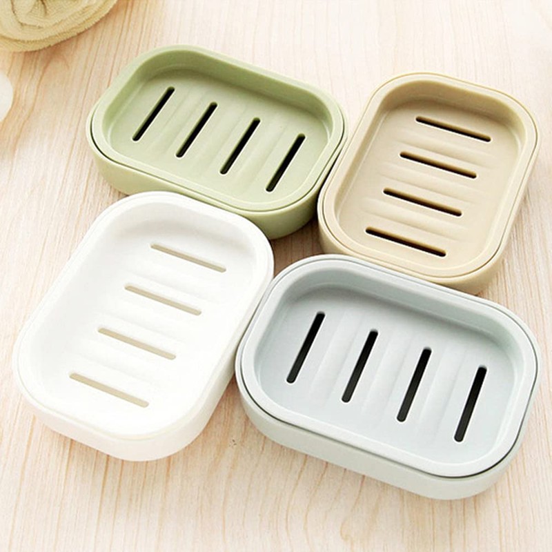 Plastic Square Soap Dish Bar Soap Holder for Shower Bathroom,Kitchen,Easy