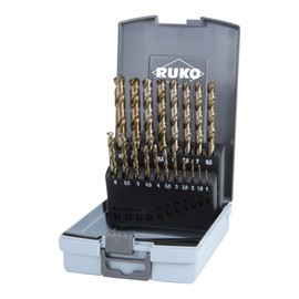 RUKO 19pcs. Cobalt Drill Bits Set 1 - 10mm, HSS-Co5 in Plastic Case HIGH QUALITY