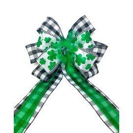 St. Patrick's Day Wreath Bow, St. Patrick's Day Tree topper, St. Patty's Day bow, Lucky Shamrock lantern bow, St. Patrick's Day bow for wreath