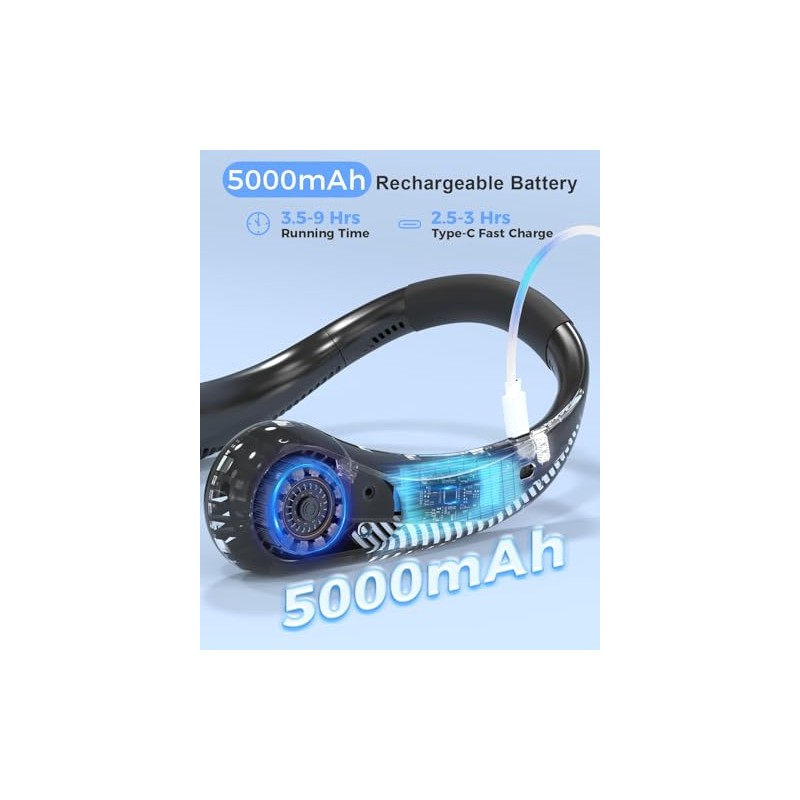 COMLIFE Portable Bladeless Neck Fan - Rechargeable Cooling Device