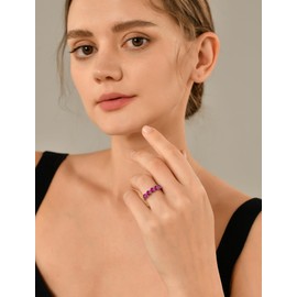 YL Birthstone Women's Rings 925 Sterling Silver 5A Cubic Zirconia Stackable Ring Eternity Ring Jewellery Gifts for Women Mother Girlfriend, Silver Silver 07-July Ruby, Ruby