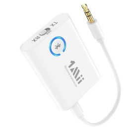 1Mii Bluetooth 5.3 Adapter for TV, 2-in-1 Bluetooth Transmitter Receiver, aptX Adaptive & HD Wireless Audio Transmitter Receiver Jack 3.5 for Headphones Stereo System Aeroplane MP3, 15 Hours Playtime