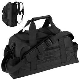 Hannibal Tactical 35L Large Duffle Bag, 3-in-1 Tactical Backpack MOLLE Pack for Sports/Gym/Outdoor, Black