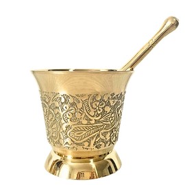 Brass Floral Spice Grander Herb Chai Curry Soap Handmade Cooking Mortar Spice Mortar