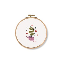 DMC - Snake Surprise Kit, Includes 100% Printed Cotton Fabric, Embroidery Threads, Bamboo Hoop and Instructions