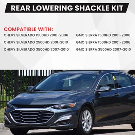 Piodelo 2-3 Inch Suspension Rear Drop Lowering Shackles Kit Compatible with 2001-2010 Chevy Silverado GMC Sierra 1500HD 2500HD 3500HD 2WD 4WD Replace 410730 (2PCS)