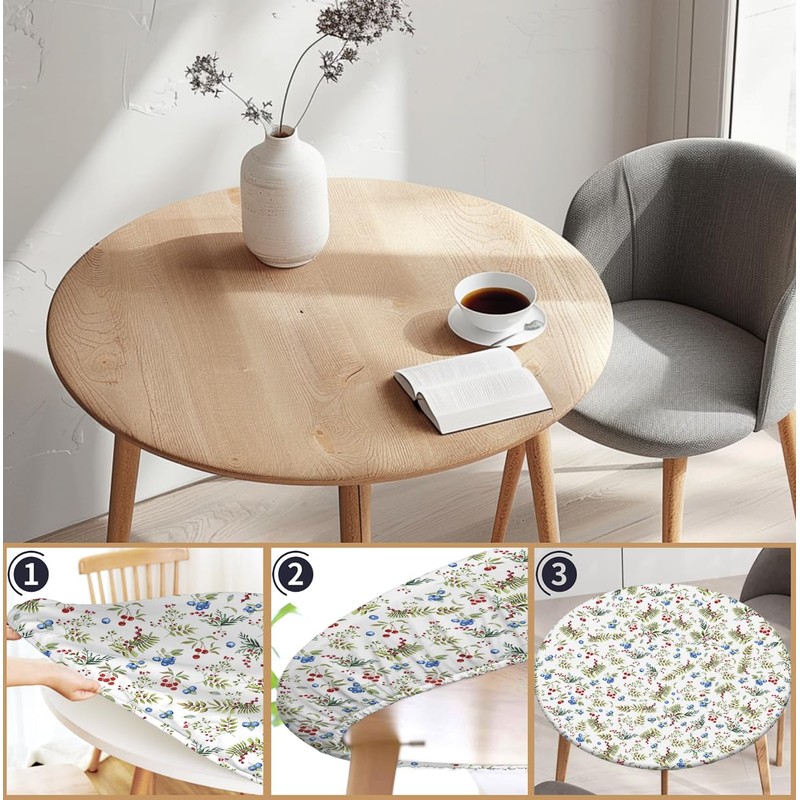 COTAIL - Mantel redondo con borde elástico, mantel impermeable de