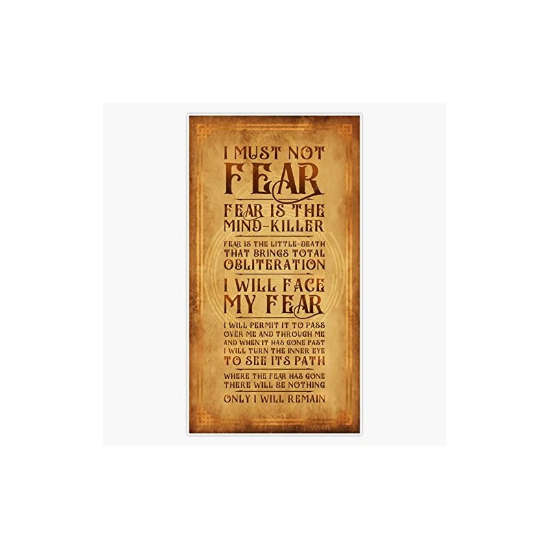 Litany Against Fear Bumper Sticker Vinyl Decal 5 inches