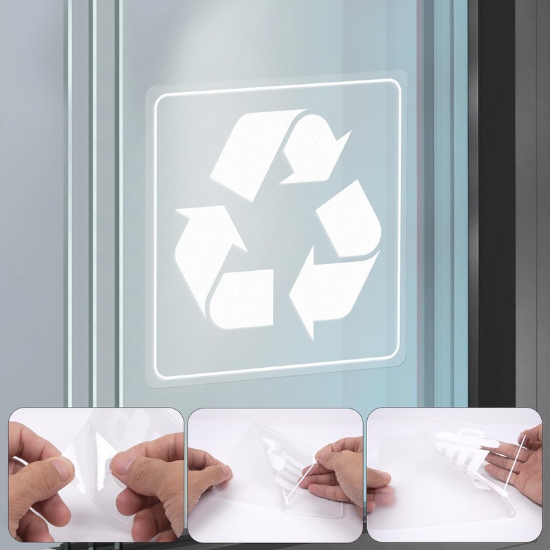 YIKIADA 10 Pack Recycle and Trash Transparent Stickers 6 ×