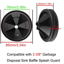 Anglepingping 2pcs 3 3/8" Garbage Disposal Sink Baffle QCB-AM Splash Guards for Insinkerator,Garbage Disposal Quiet Cover Splash Guard Replacement for InSinkErator Evolution Series,Black