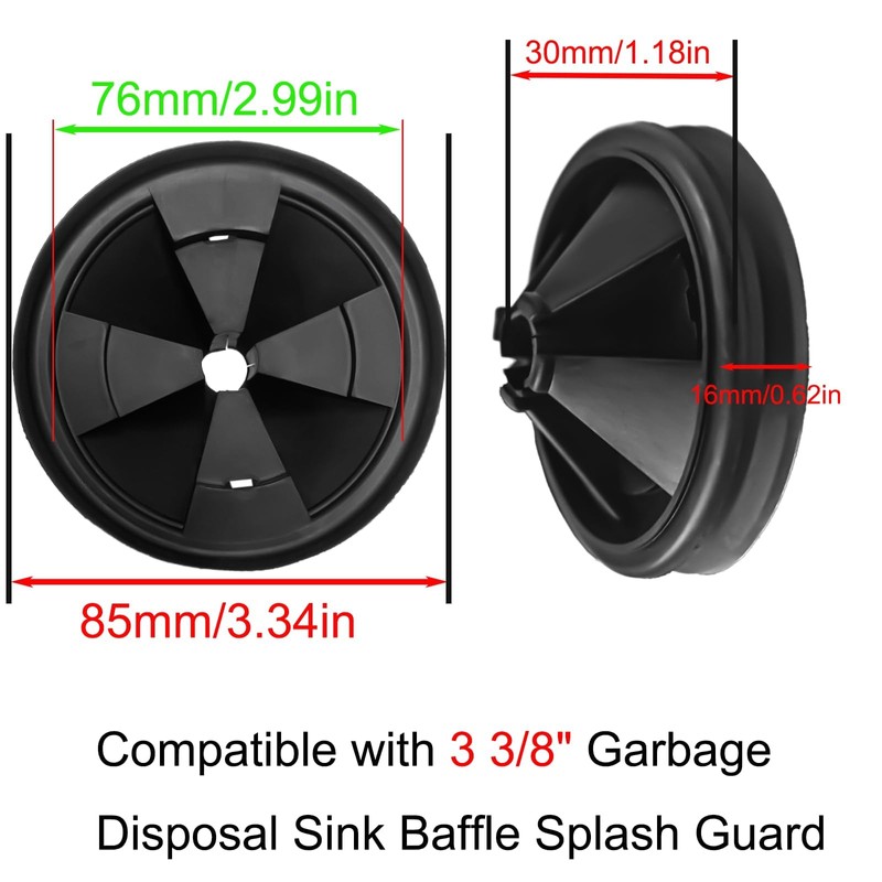 Anglepingping 2pcs 3 3/8" Garbage Disposal Sink Baffle QCB-AM Splash