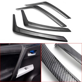 Xotic Tech Inner Door Pull Handle Armrest Grab Strip Cover Trim, Carbon Fiber Pattern, Compatible with Toyota RAV4 2013-2018