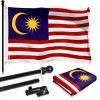 G128 Combo Pack: 6 Ft Tangle Free Spinning Flagpole (Black)